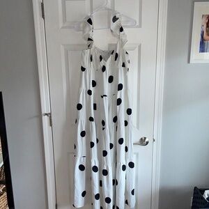 English Factory Black and White Polka Dot Maxi Dress